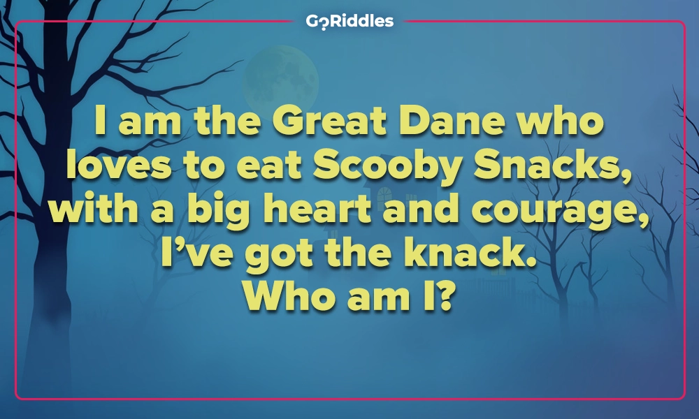 Scooby-Doo riddle about the Great Dane who loves Scooby Snacks